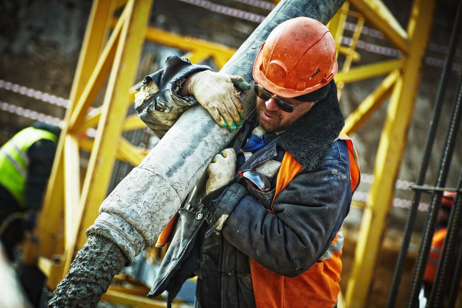 Sample photo of a concrete pump hose at a pour